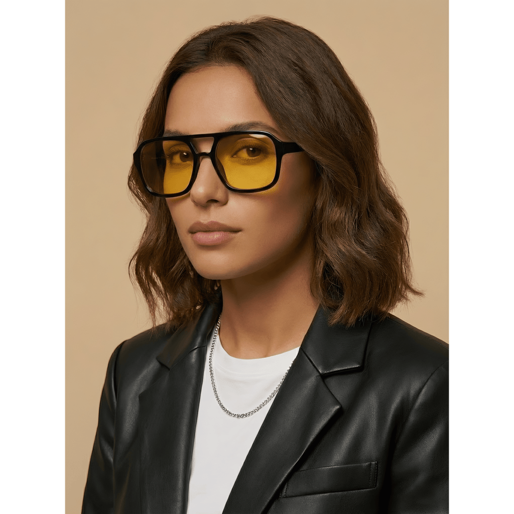 IKUVNA Retro 70s Aviator Sunglasses – Trendy Yellow Shades - Lunessa