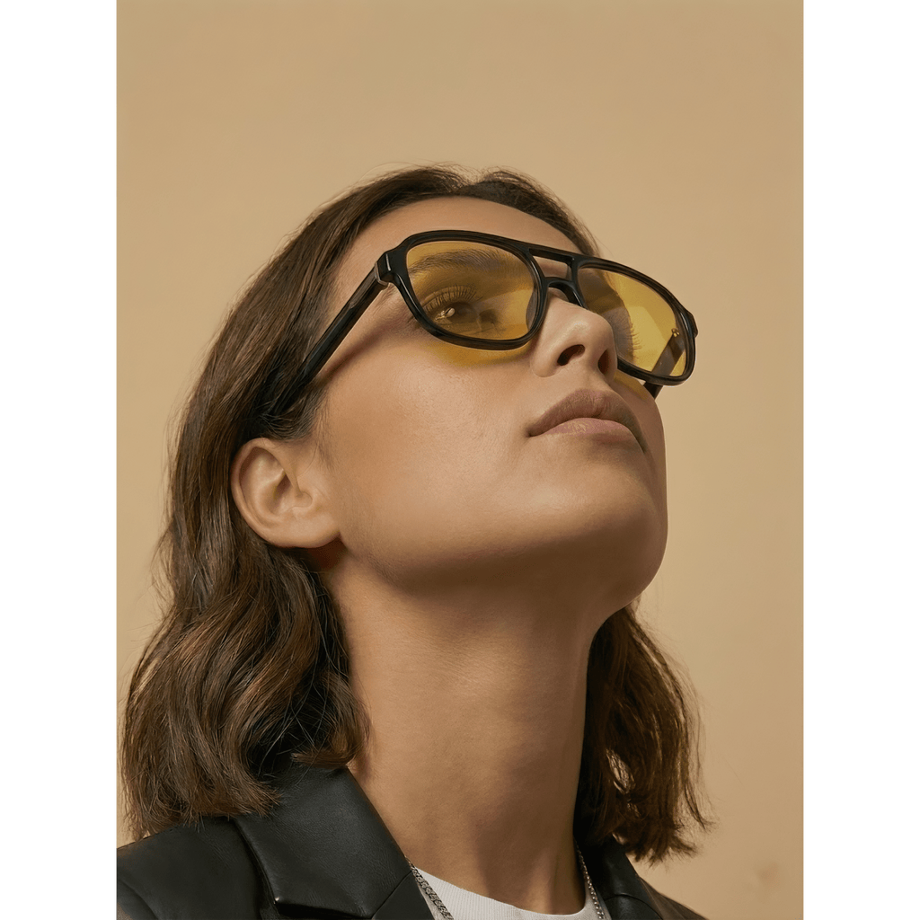 IKUVNA Retro 70s Aviator Sunglasses – Trendy Yellow Shades - Lunessa